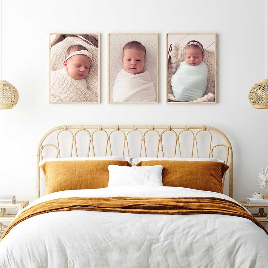 newborn baby girl in frames